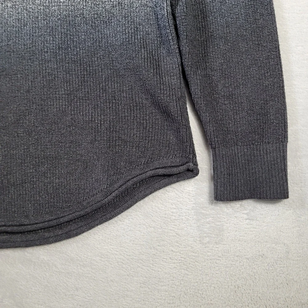 Hollister Sweater Mens L Grey Ombre Gradient Ribbed Knit Curved Hem Raglan